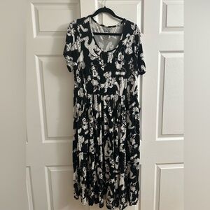 Disney Black and White Mickey Mouse Midi Dress